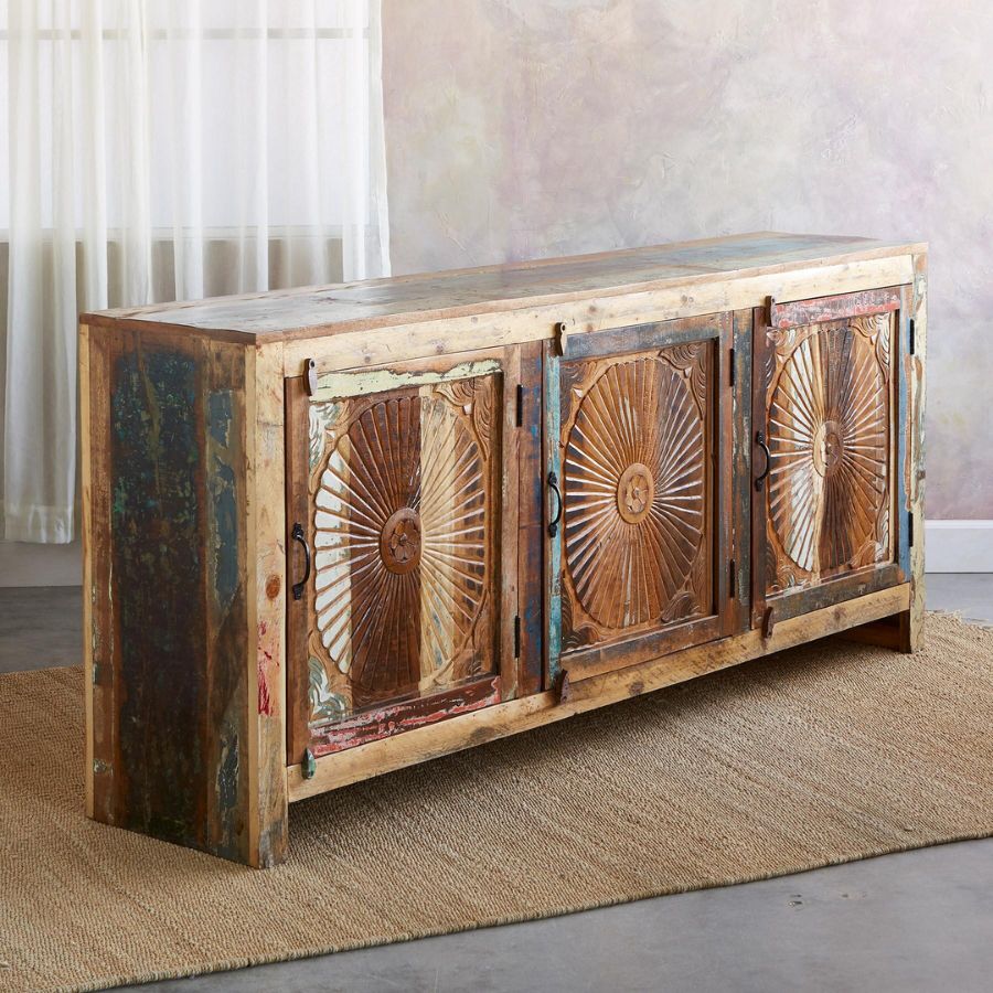 Jhalamand Hand Carving Wood Sideboard - NikTan Export