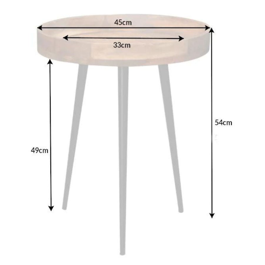 Elegant Side Table PURE NATURE 45cm Mango Wood With Black Legs - NikTan Export