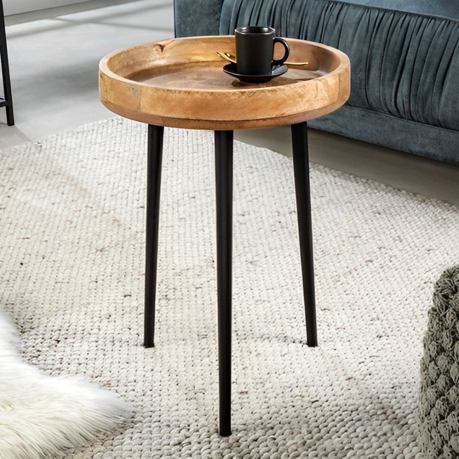 Elegant Side Table PURE NATURE 35cm Made of Mango Wood - NikTan Export