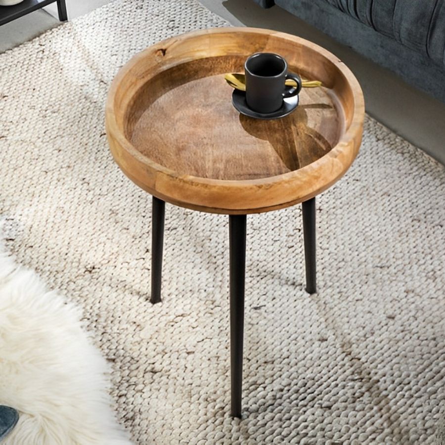 Elegant Side Table PURE NATURE 35cm Made of Mango Wood - NikTan Export