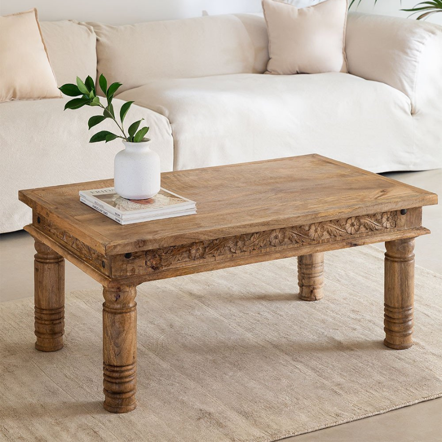 Rectangular Handcarving Coffee Table in Mango Wood