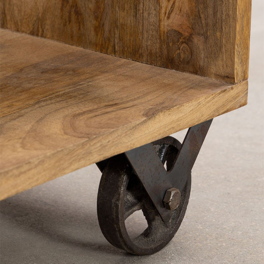 Recycled Mango Wood Coffee Table with Casters