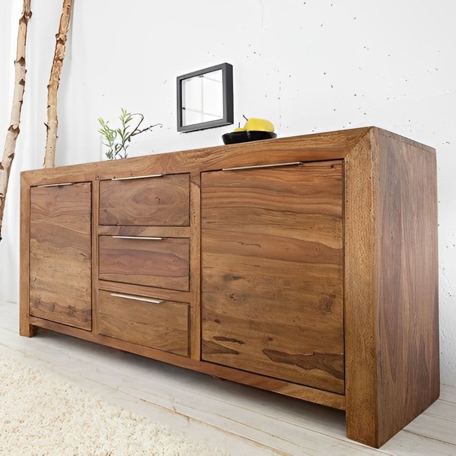 Sheesham Solid Stone Finish Sideboard PURE 135cm