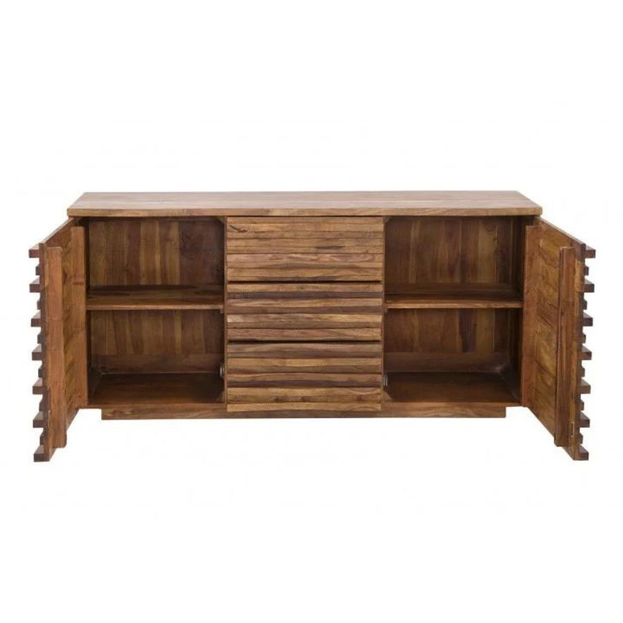 Sheesham Wood Sideboard RELIEF 160cm With Elaborate Front