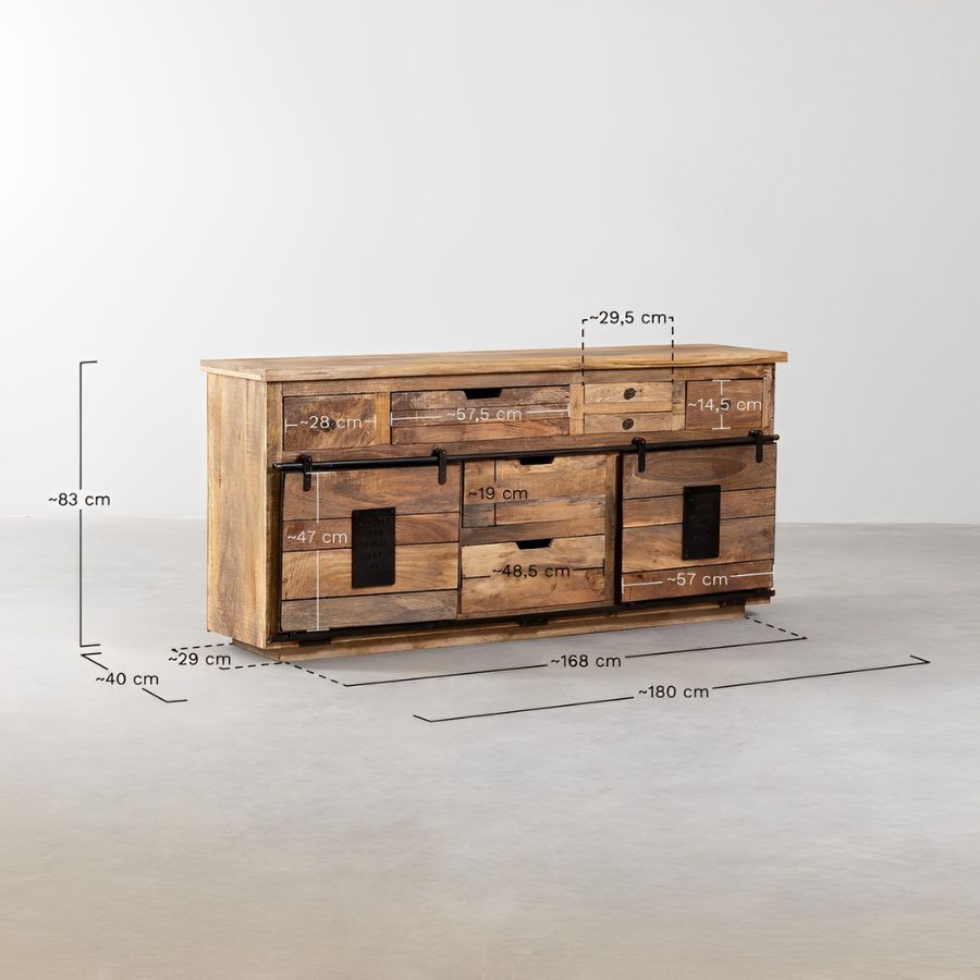 Recycled Wood Industrial Sideboard