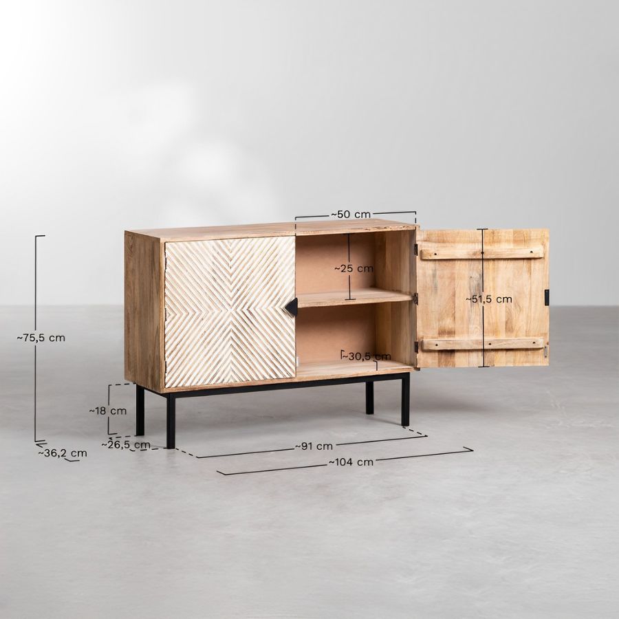 Solid Wood Geometric Sideboard