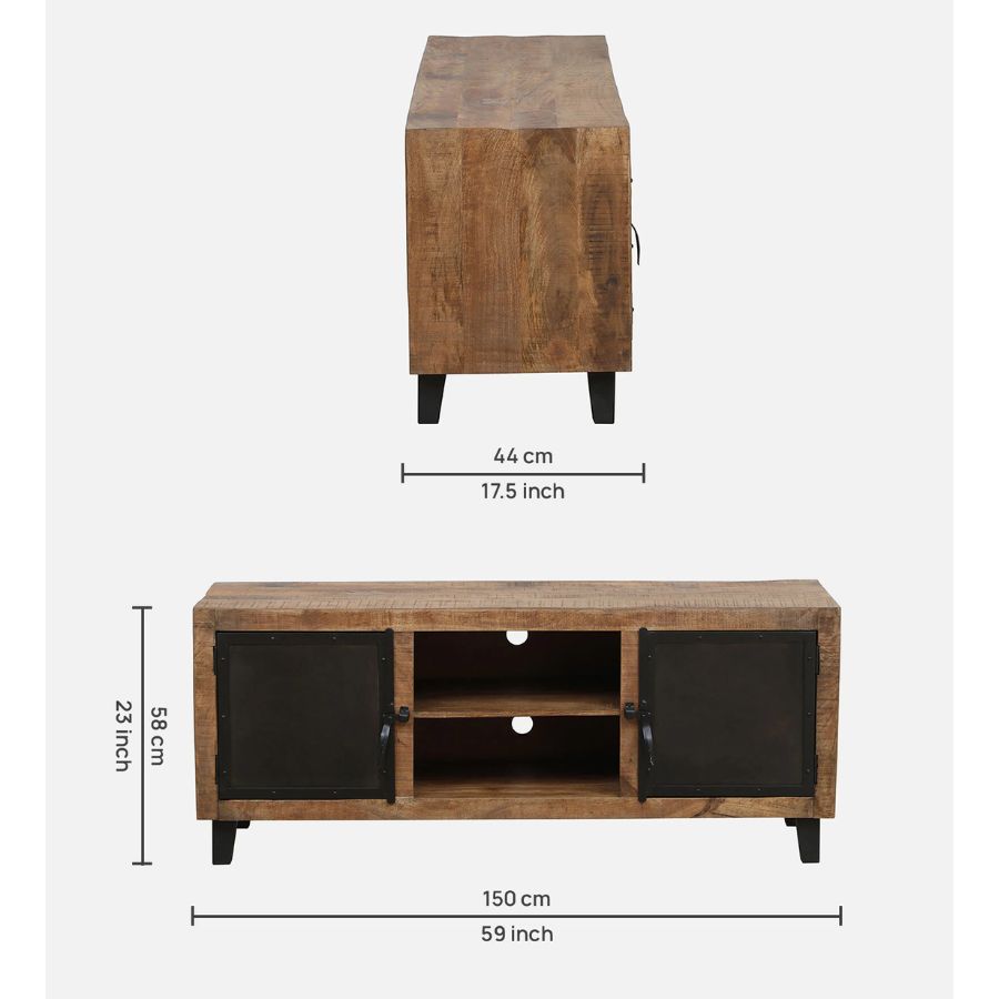 Jhalamand Solid Wood Industrial Tv Unit