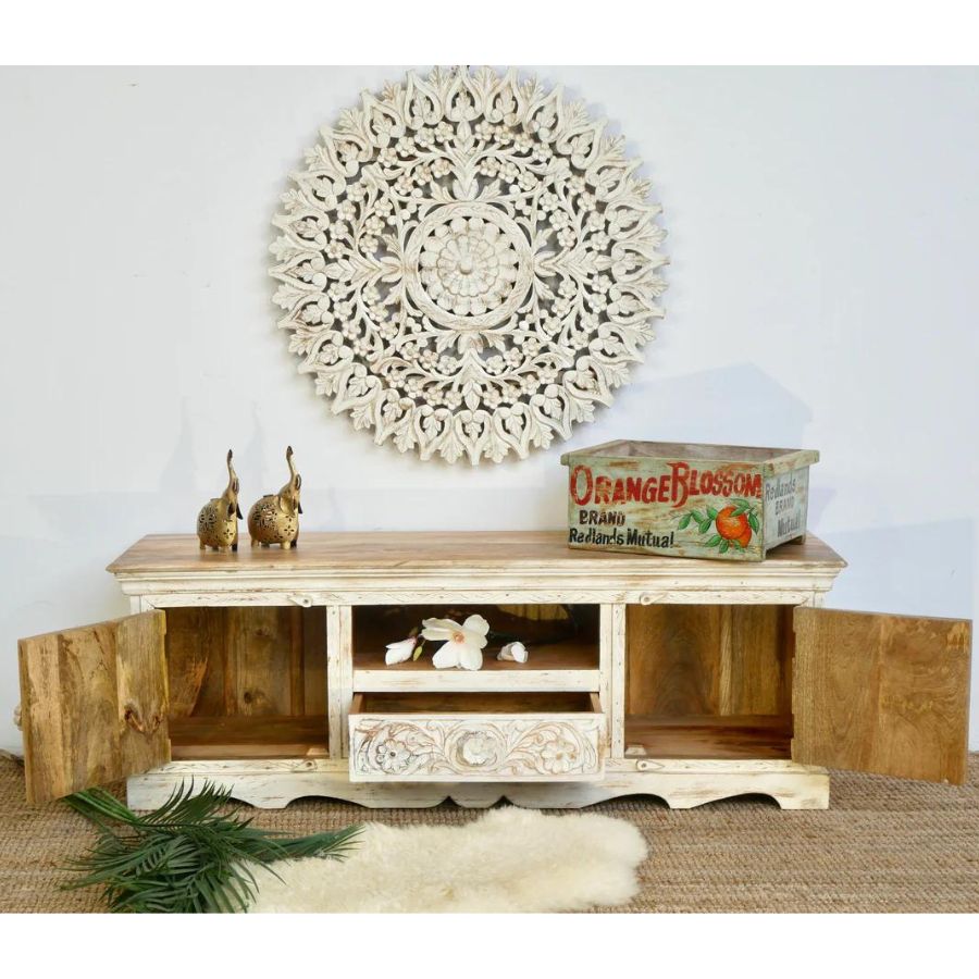 Hand carved Osinta Mango wood TV-Unit - NikTan Export