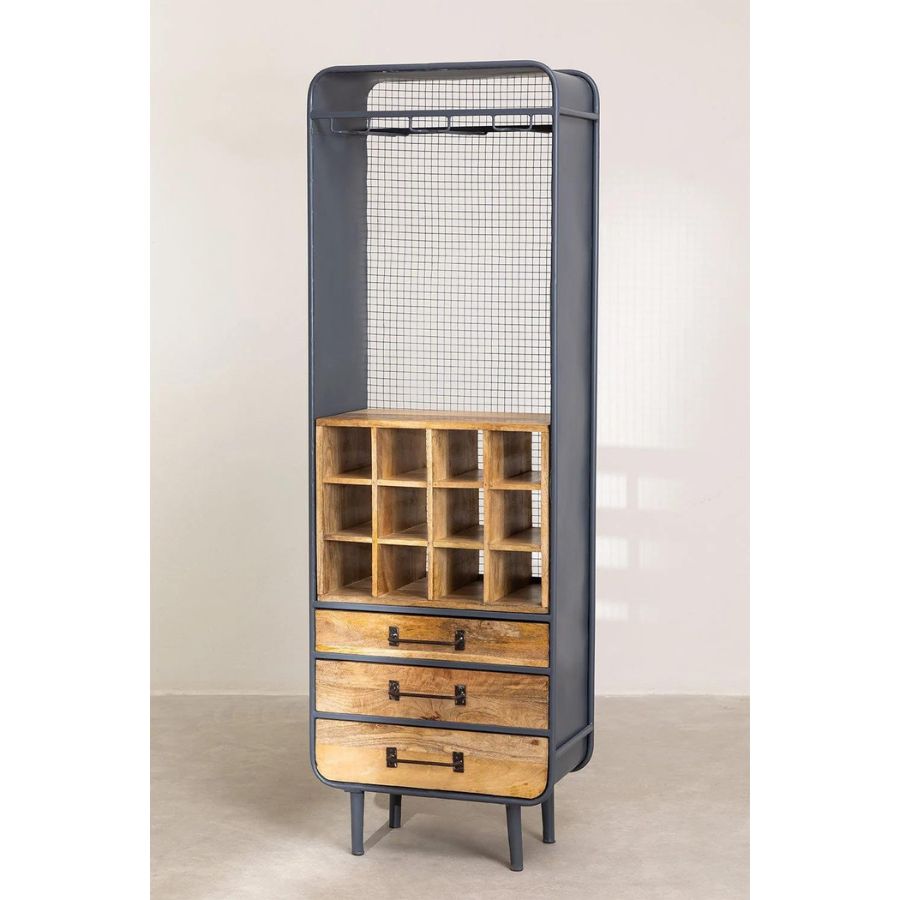 Industrial Jaali Iron Solid Wood Cabinet - NikTan Export