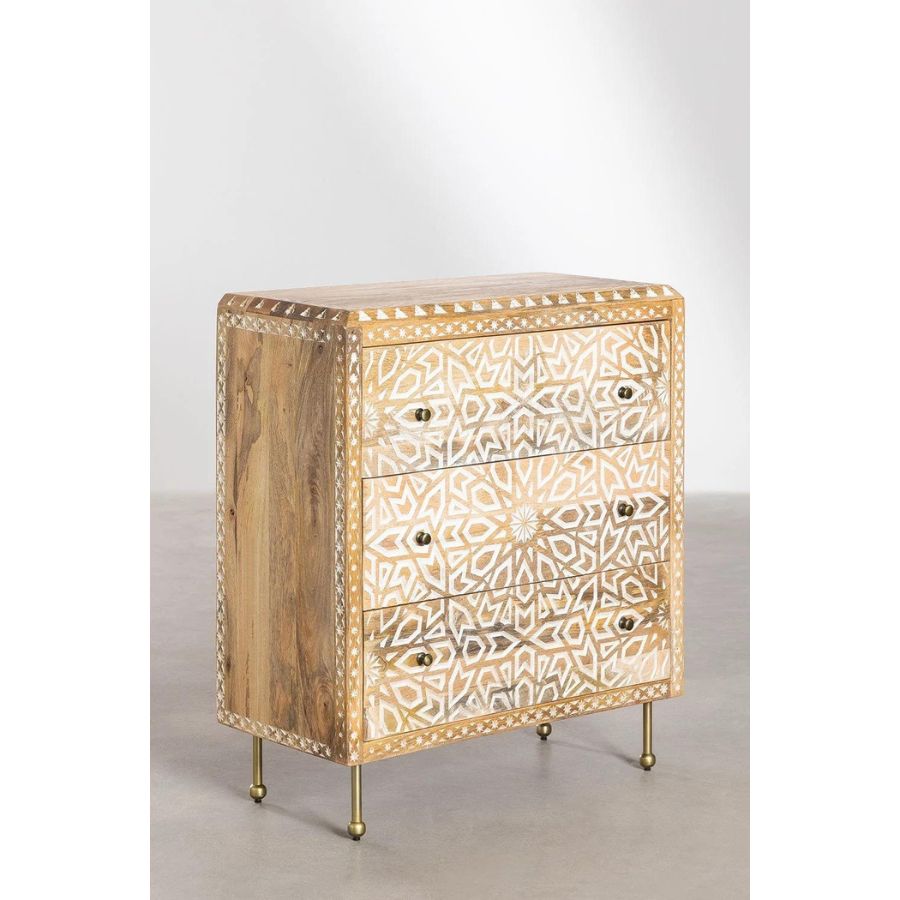 Hand Carved Wood and Iron Chest of Drawers - NikTan Export