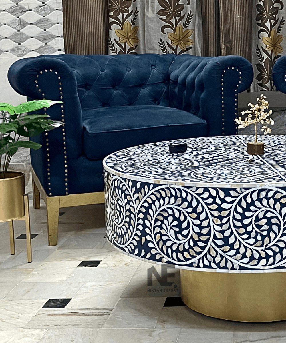 Side view of the coffee table in modern decor
