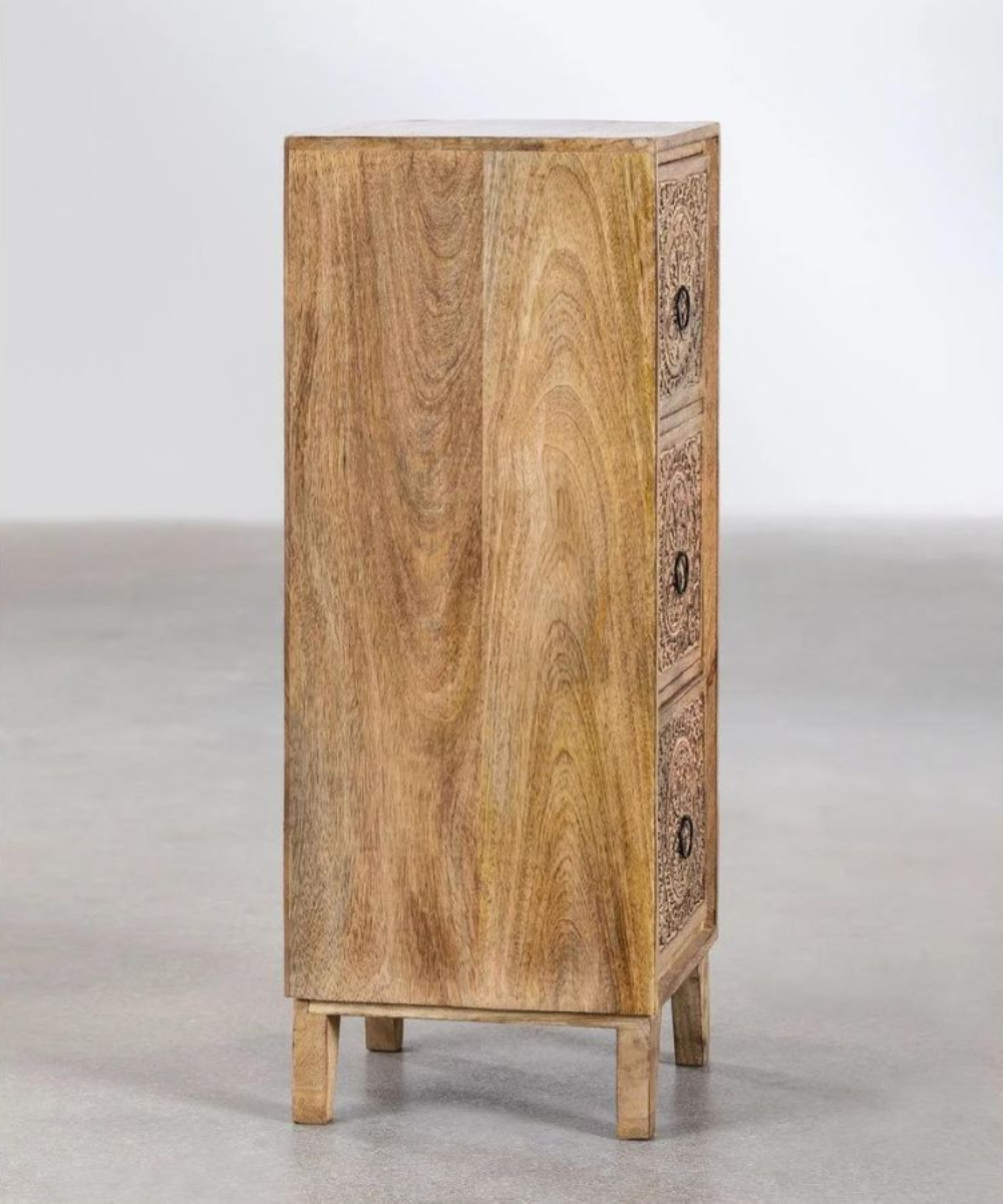 Mango Wood Chest with Boho Design in Bedroom