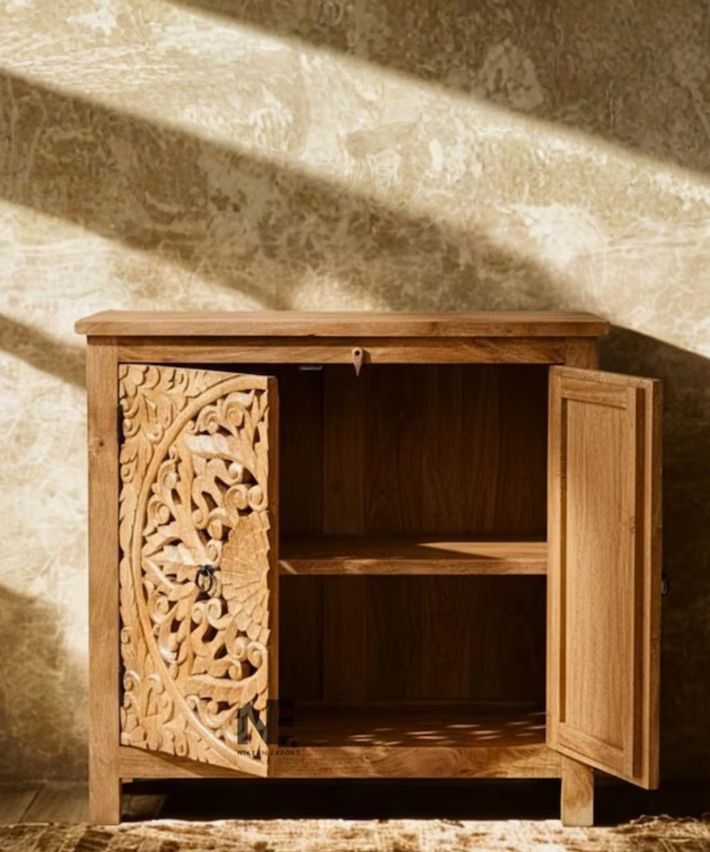 Solid mango wood sideboard handmade in India