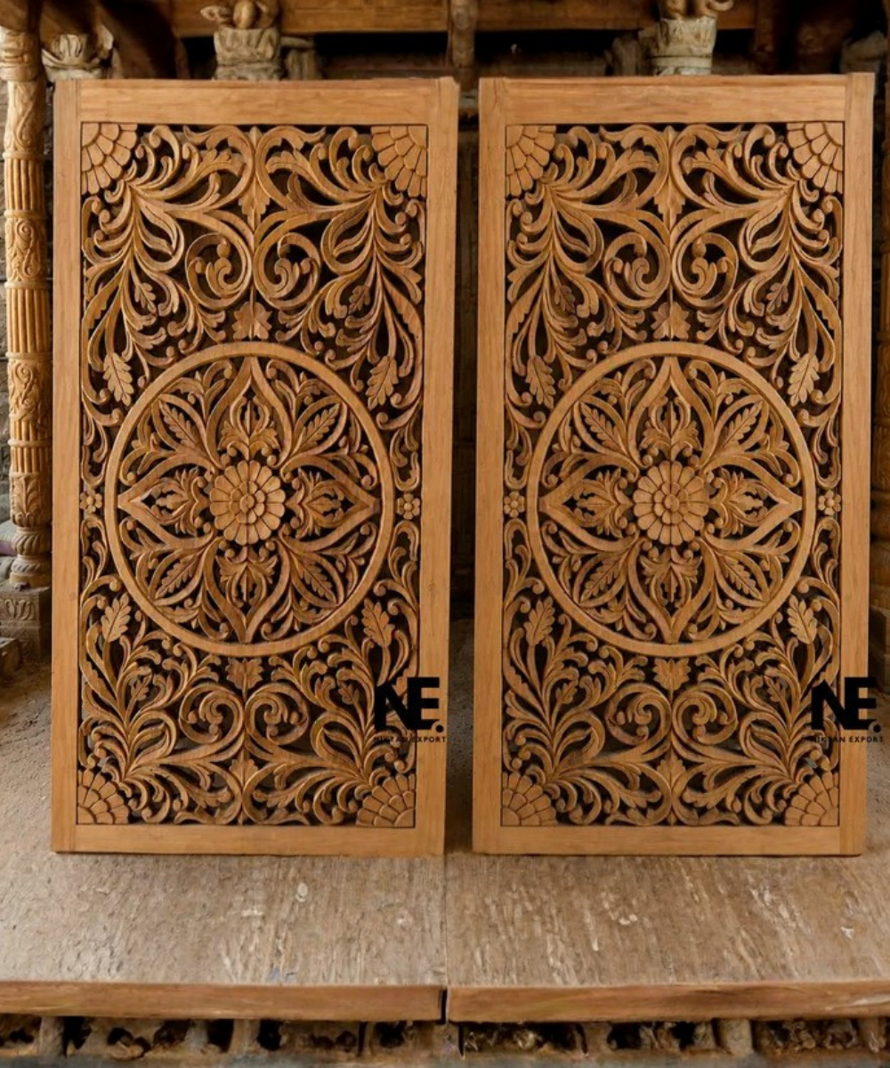 traditional hand carved mango wood armoire