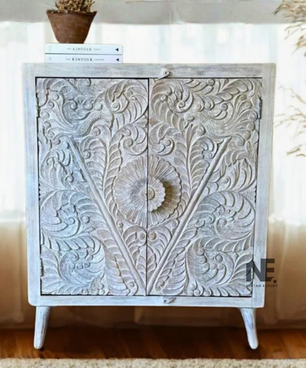 hand carved mango wood cabinet
