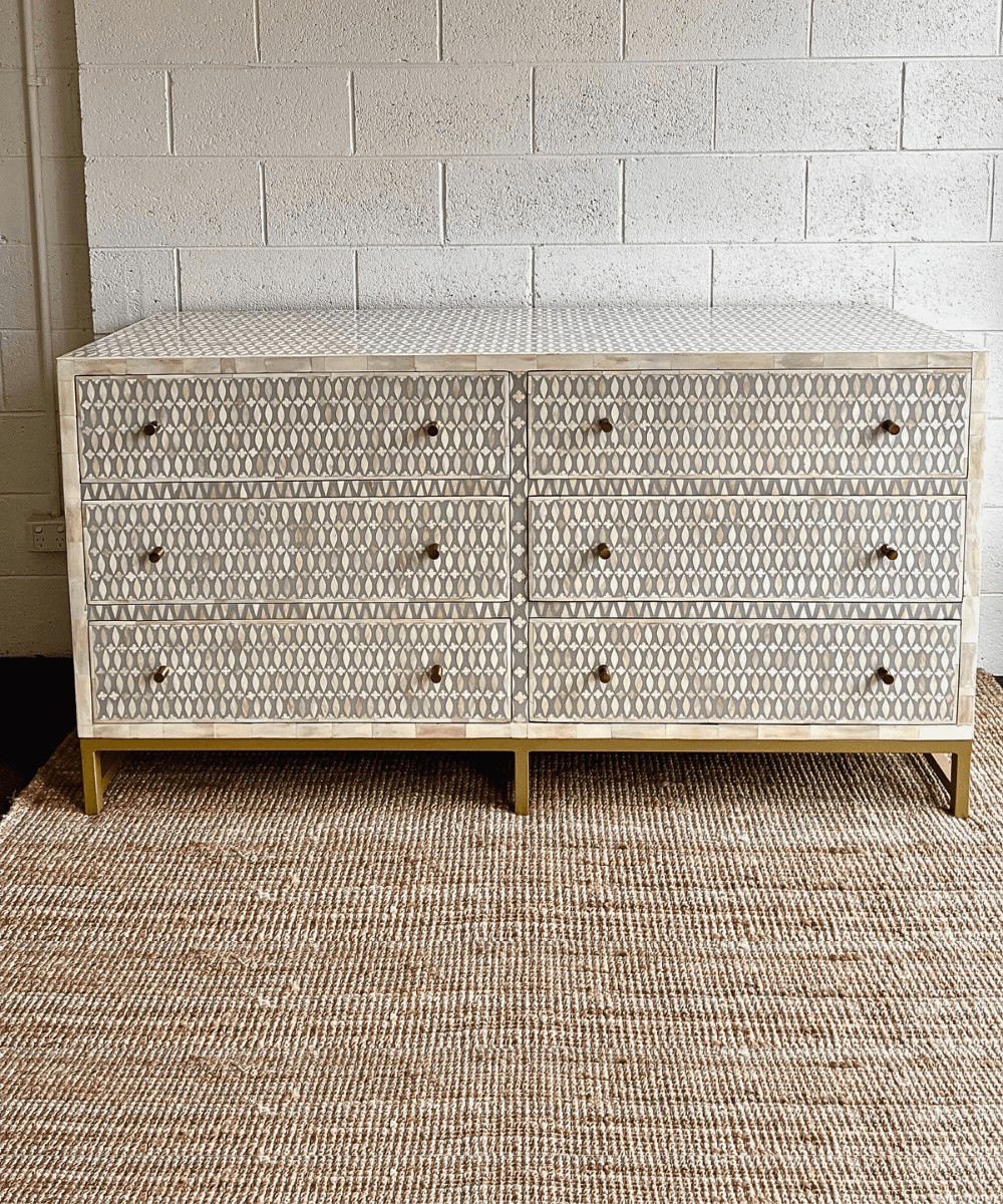 Niktan Export Light Grey Bone Inlay Drawer Sideboard - NikTan Export