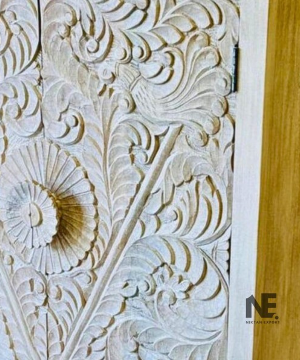 floral carved mango wood sideboard