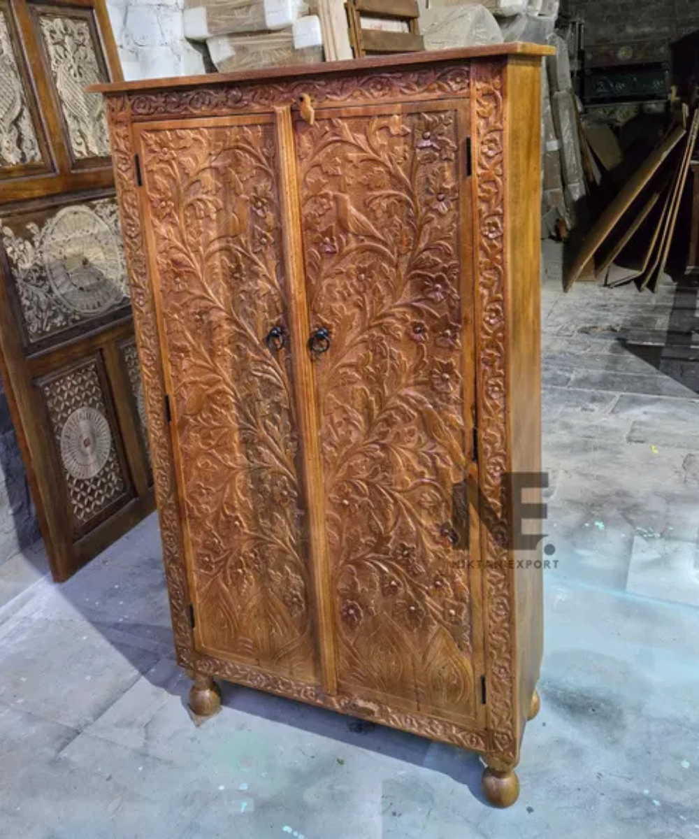 Tree of Life carved mango wood wardrobe