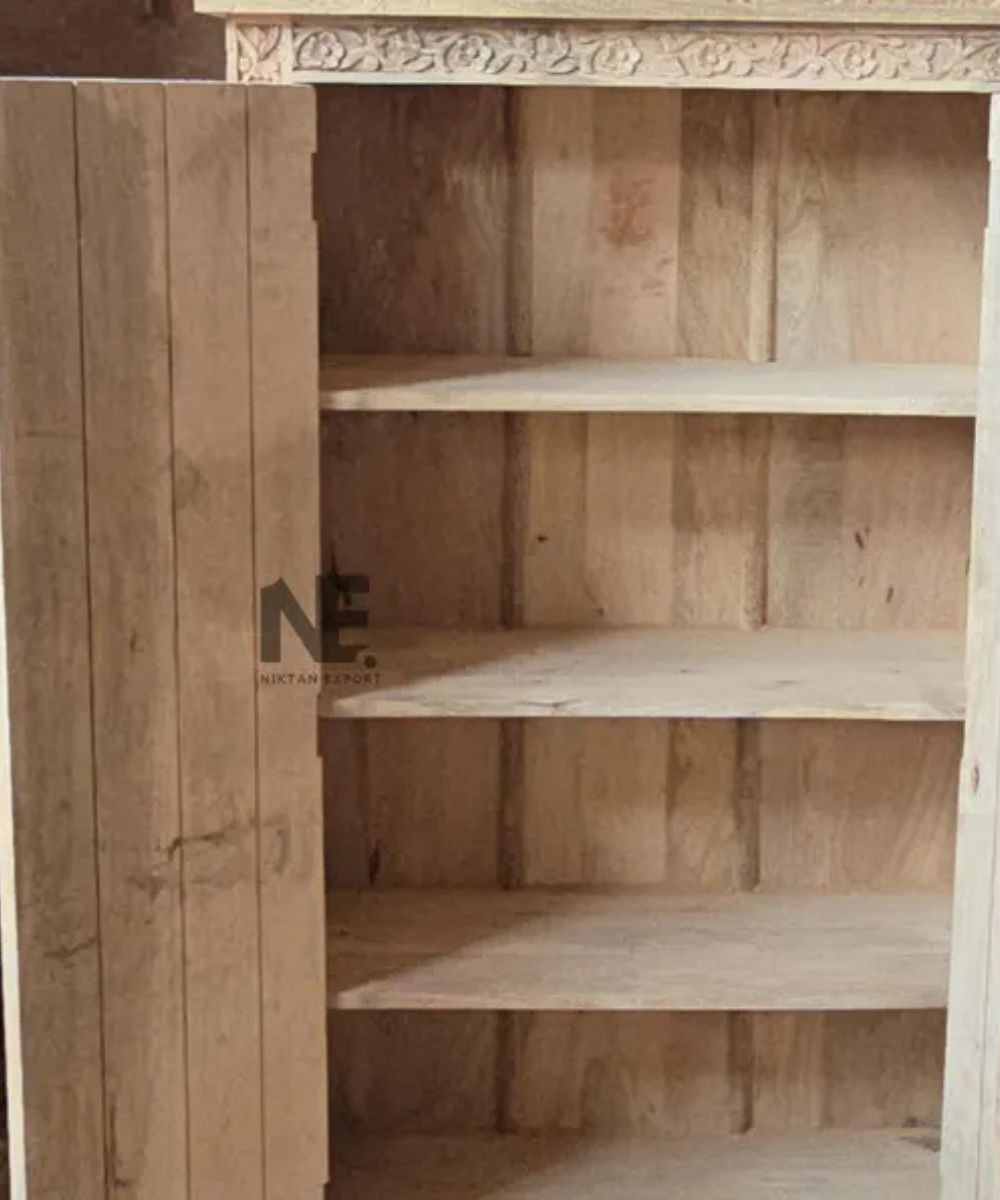 handmade Indian carved wooden wardrobe