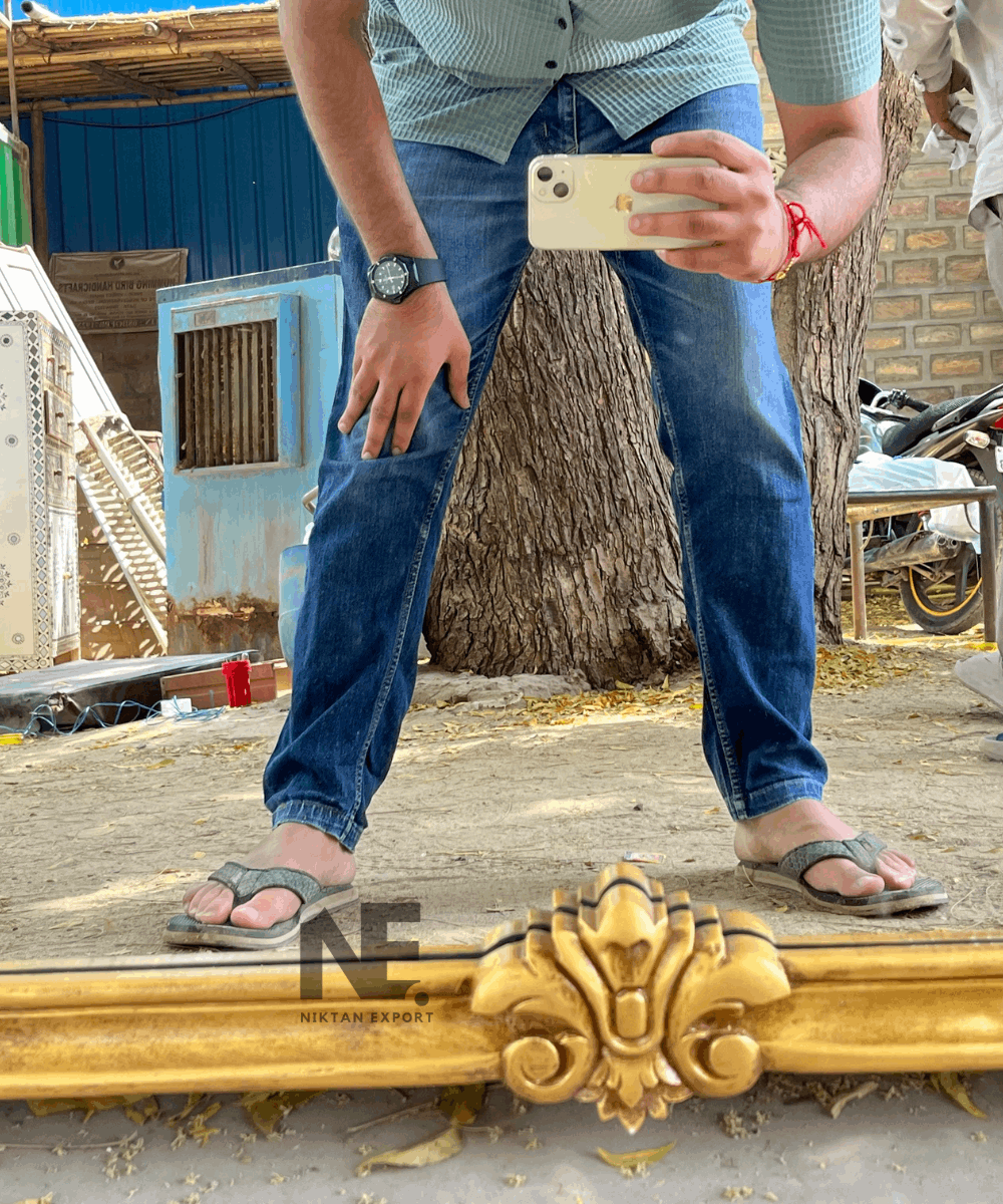 Mirror styled in a bright entryway