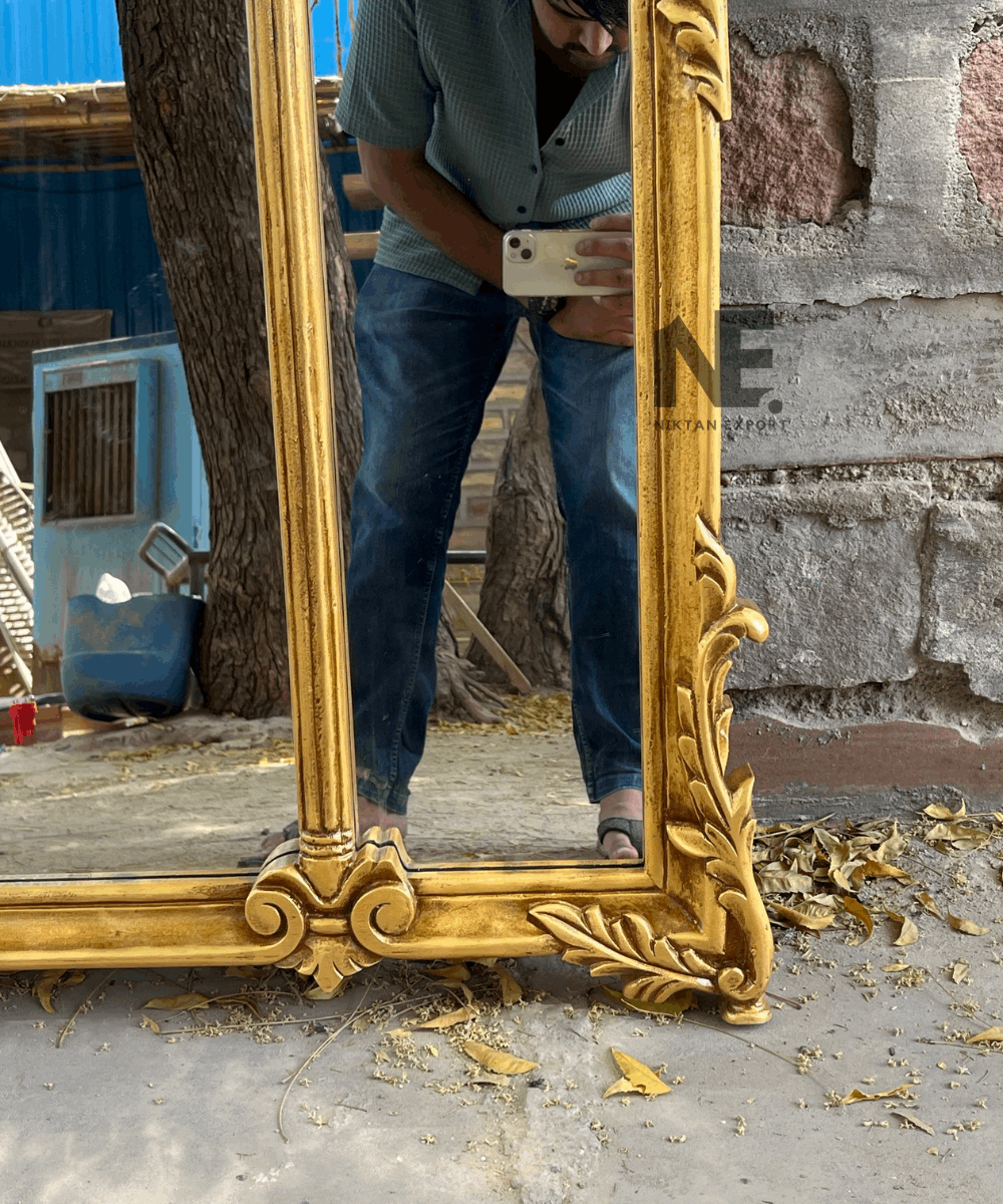 Detailed close-up of high-definition mirror surface