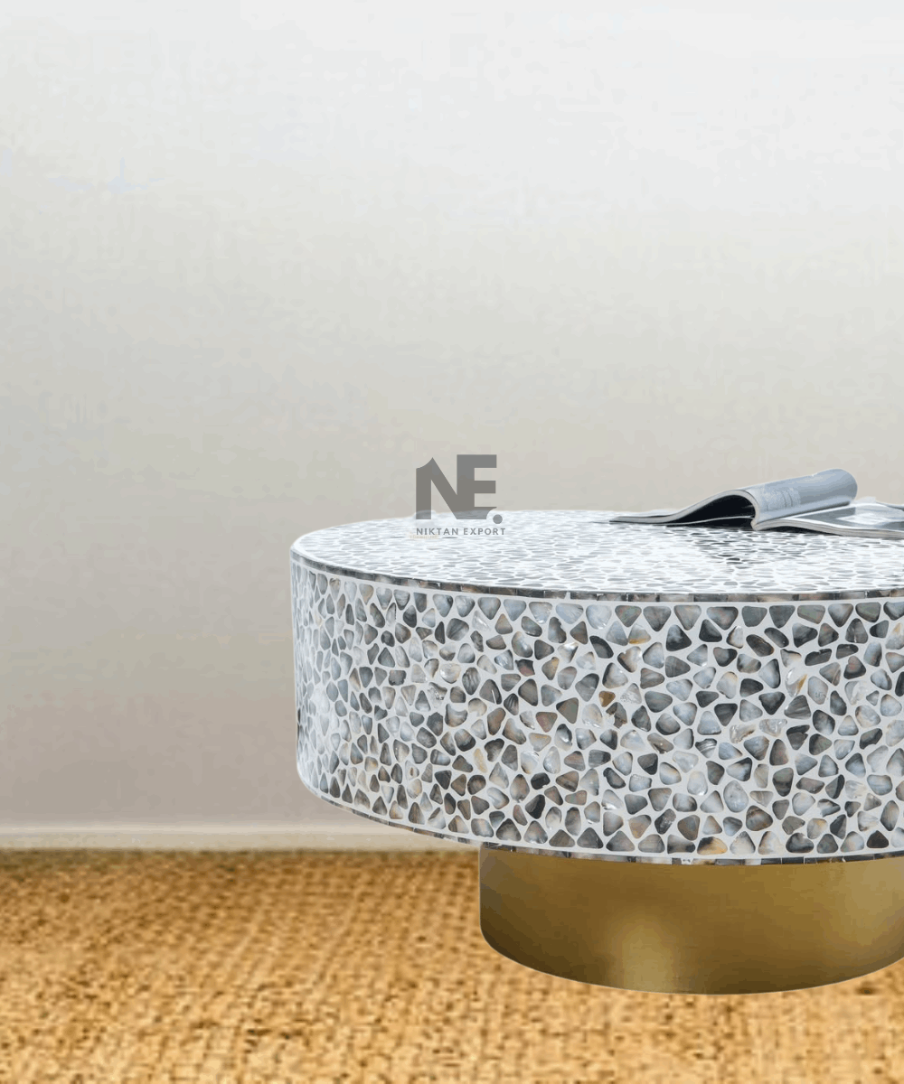 Close-up of handcrafted pearl patterns