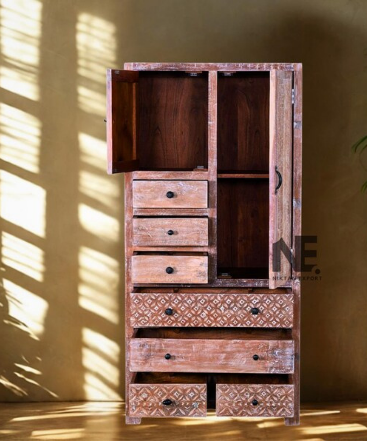 solid mango wood high chest dresser