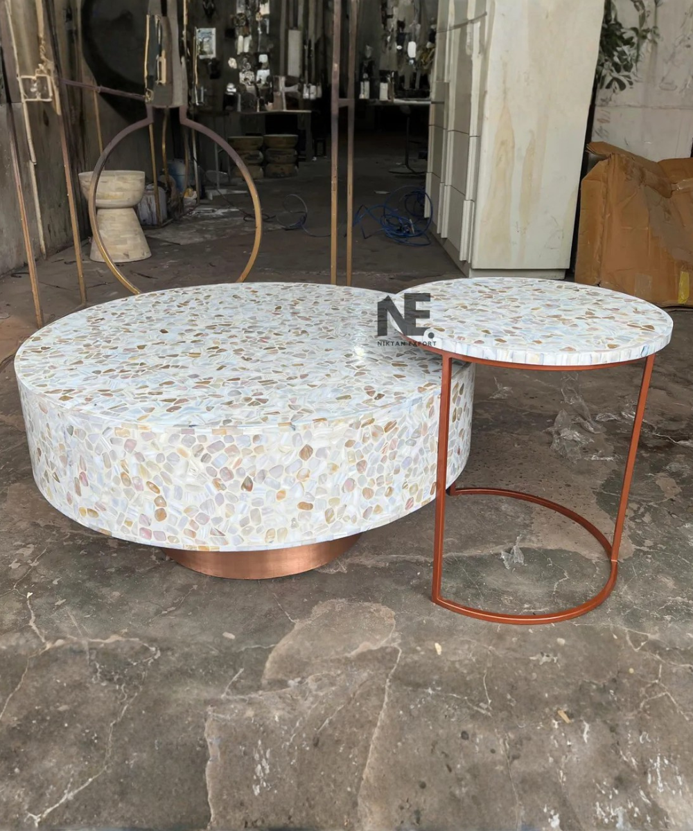 Mother of pearl round coffee table