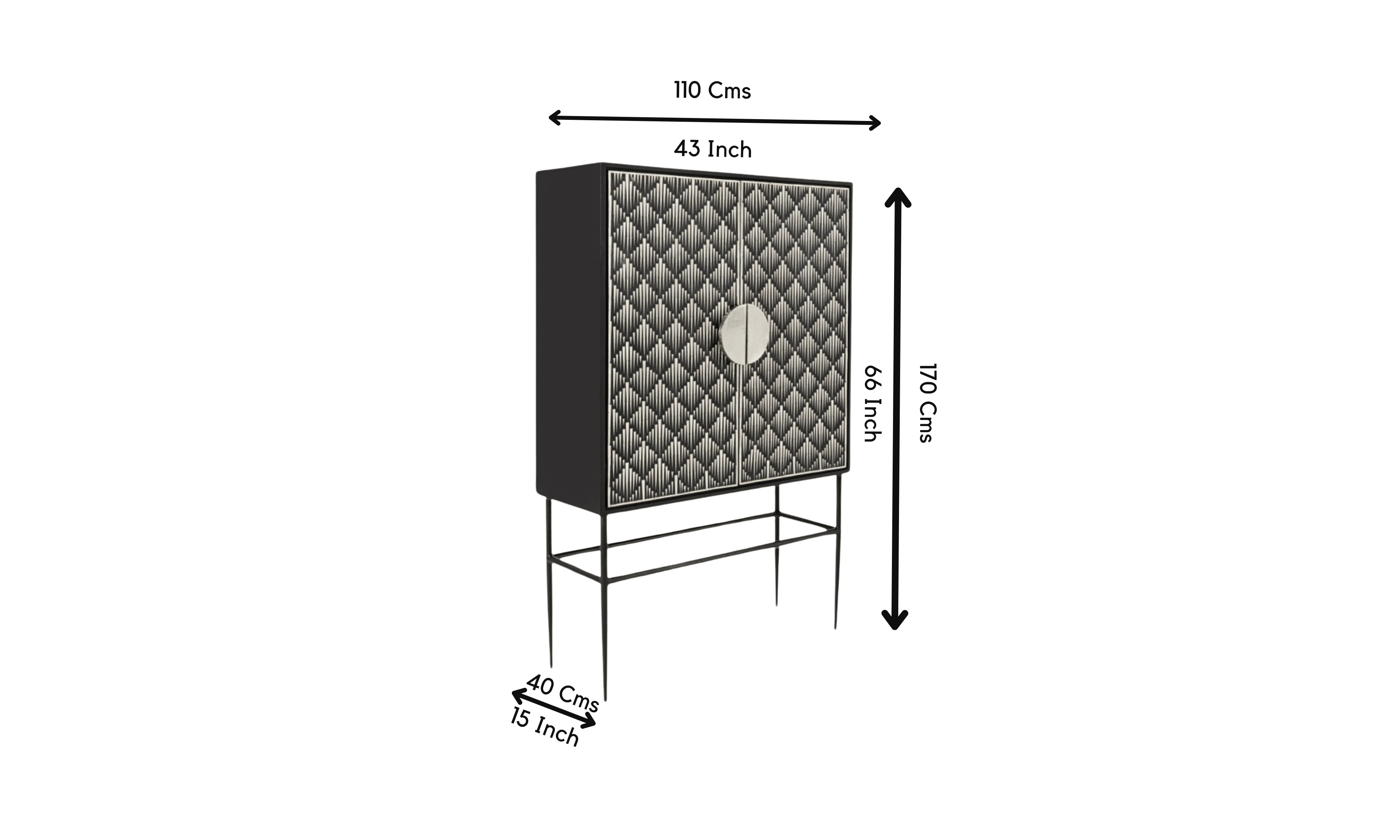 Niktan Export Elegant Bone Inlay Cabinet Black - NikTan Export