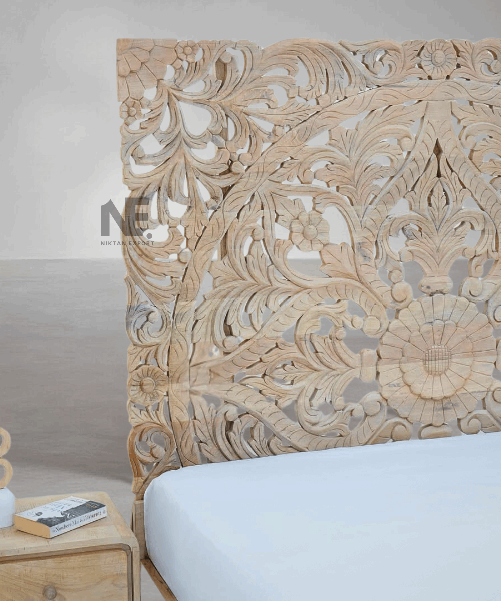 Full bed view in styled bedroom
