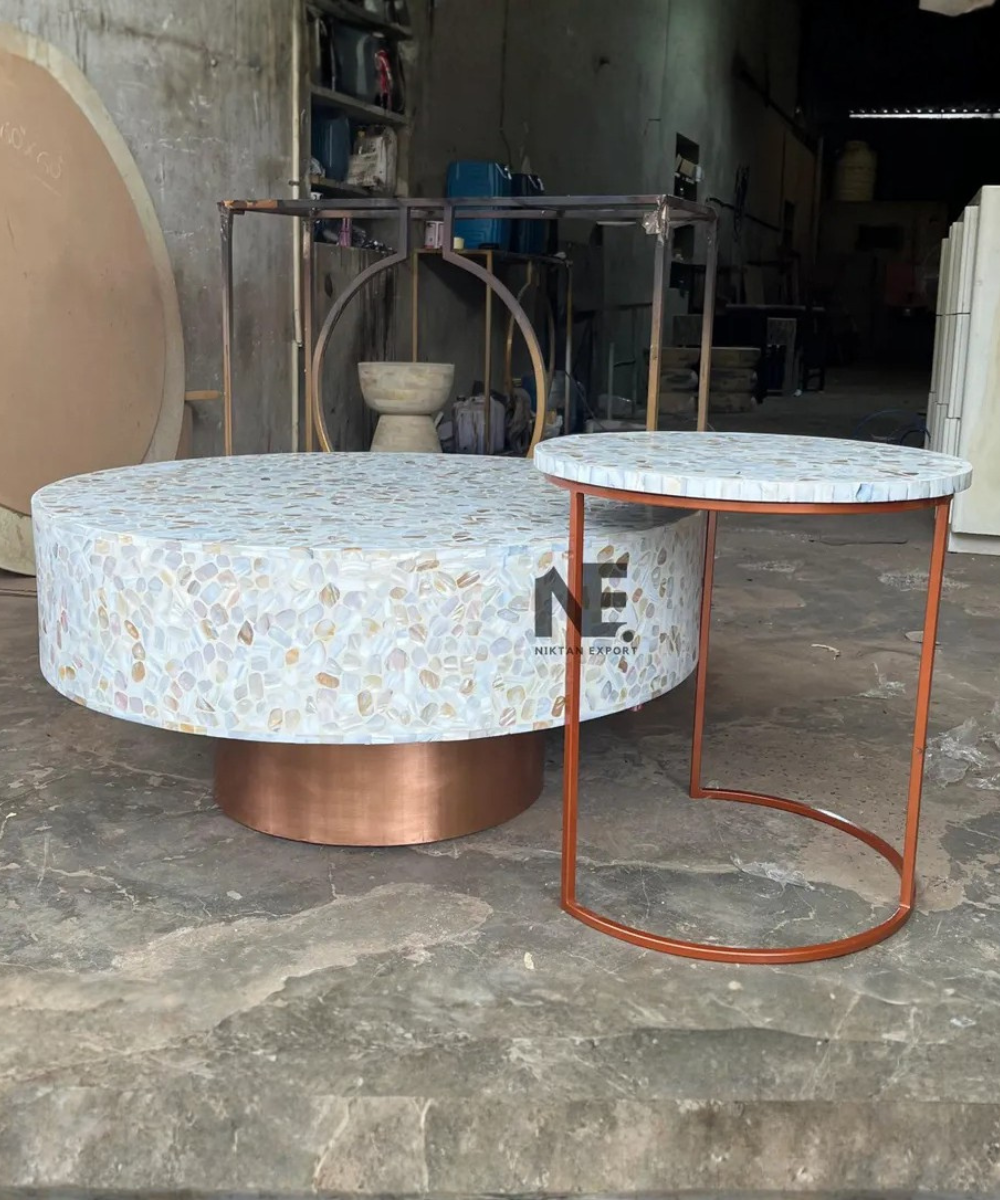 Handmade mother of pearl coffee table
