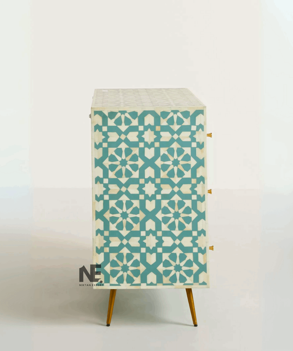 Angled view of the full dresser for depth