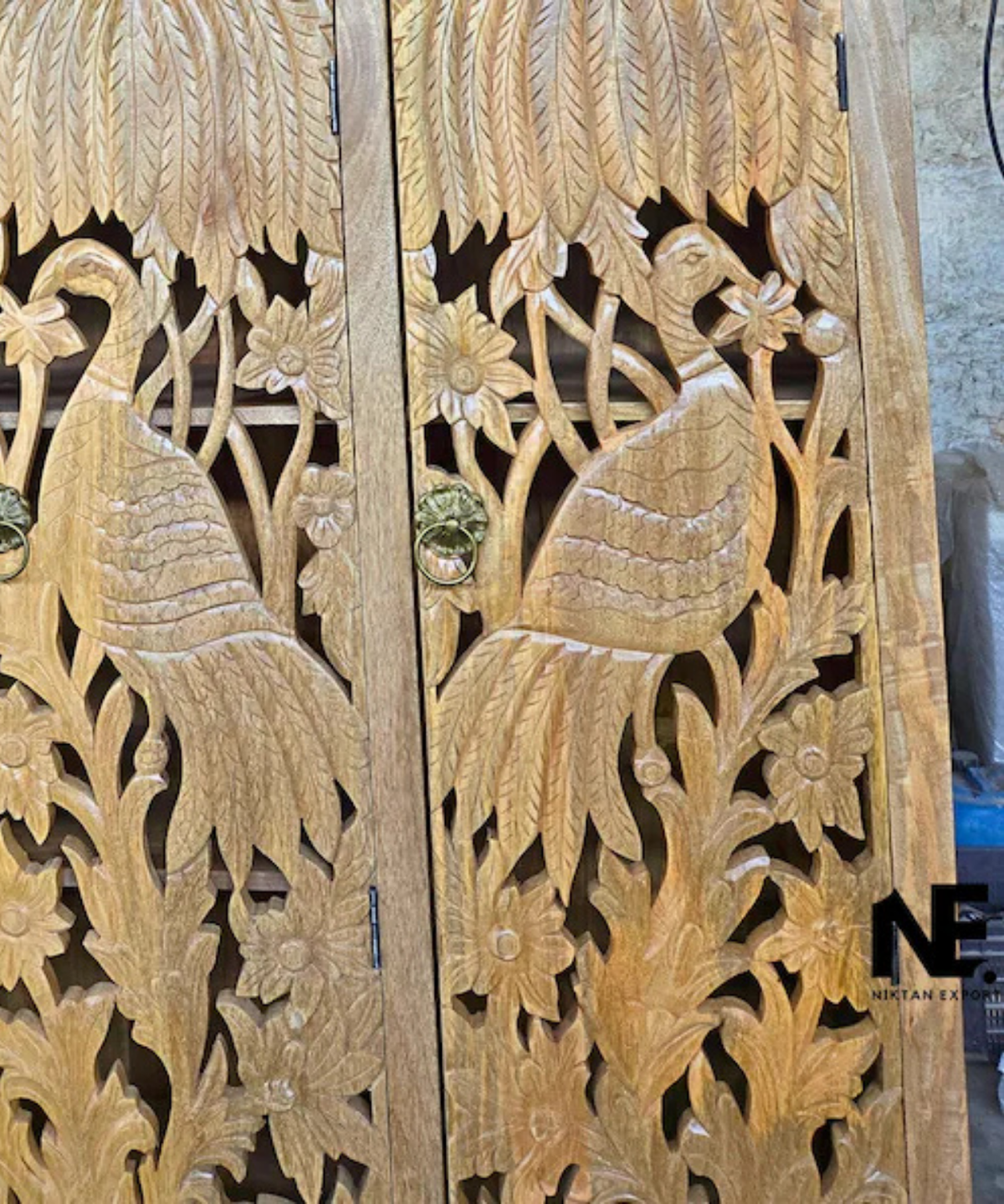 artisan carved peacock wardrobe for bedroom