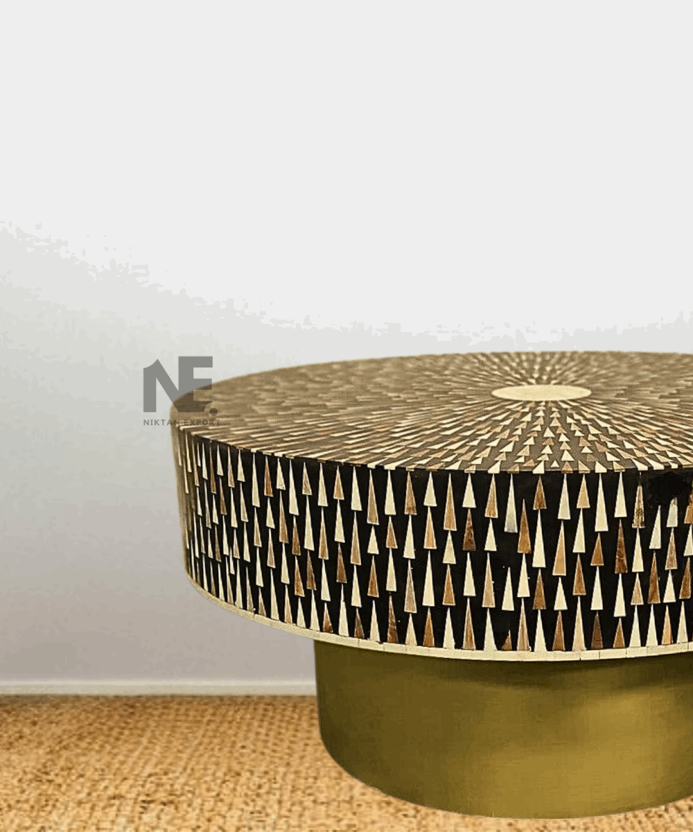 Artisan sun ray pattern on table top