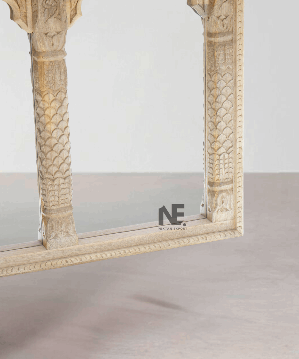 Side angle showing frame thickness and carving