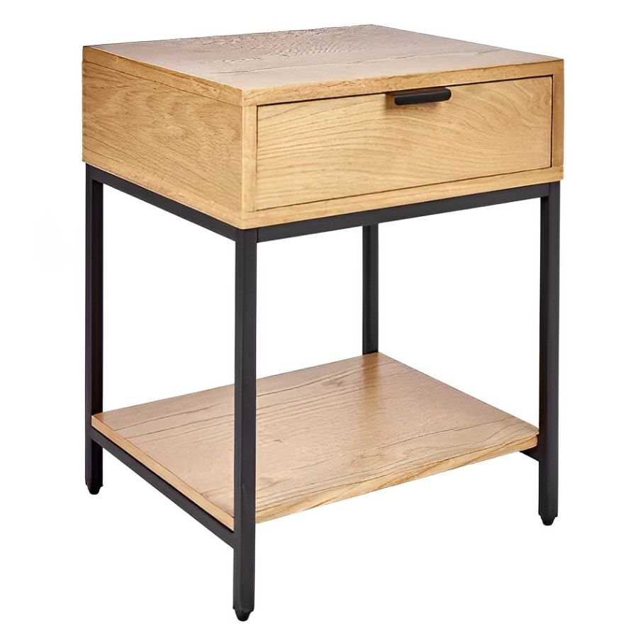 Industrial Bedside Table With Drawer 40cm - NikTan Export