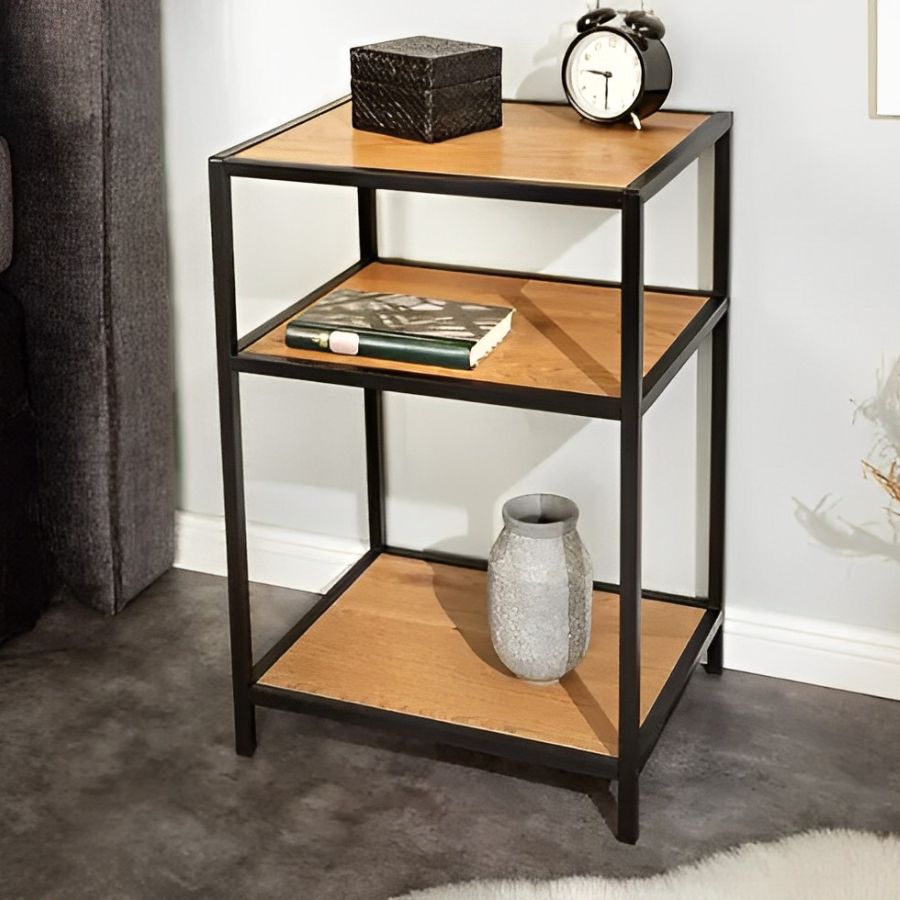 Industrial Side Table SLIM LINE Black Metal 3 - NikTan Export