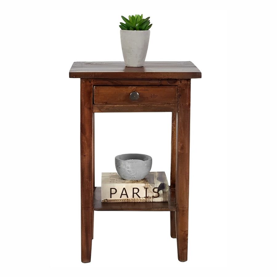 Solid Side Table HEMINGWAY 55cm Mahogany Shabby