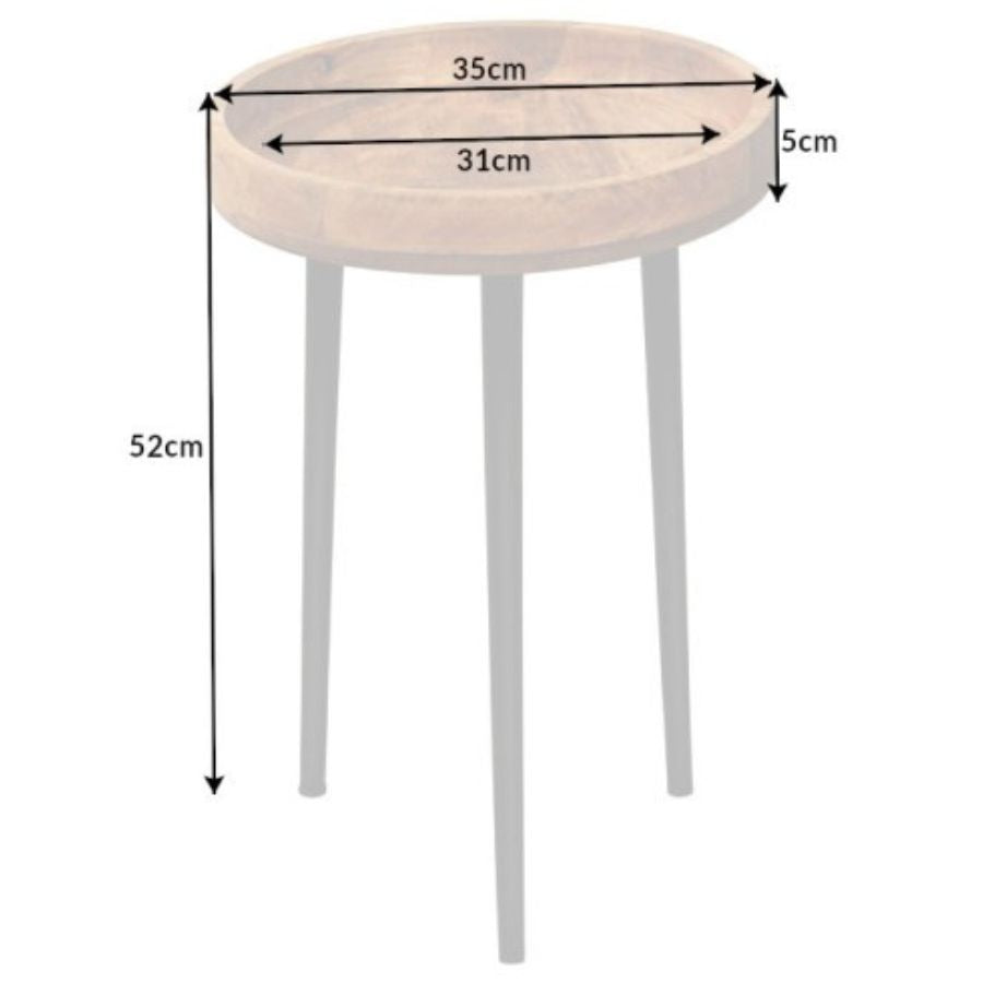 Elegant Side Table PURE NATURE 35cm Made of Mango Wood - NikTan Export