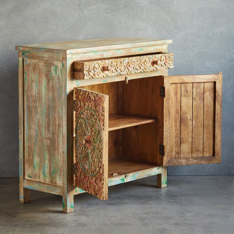 Jhalamand Hand Carving Wood Sideboard - NikTan Export