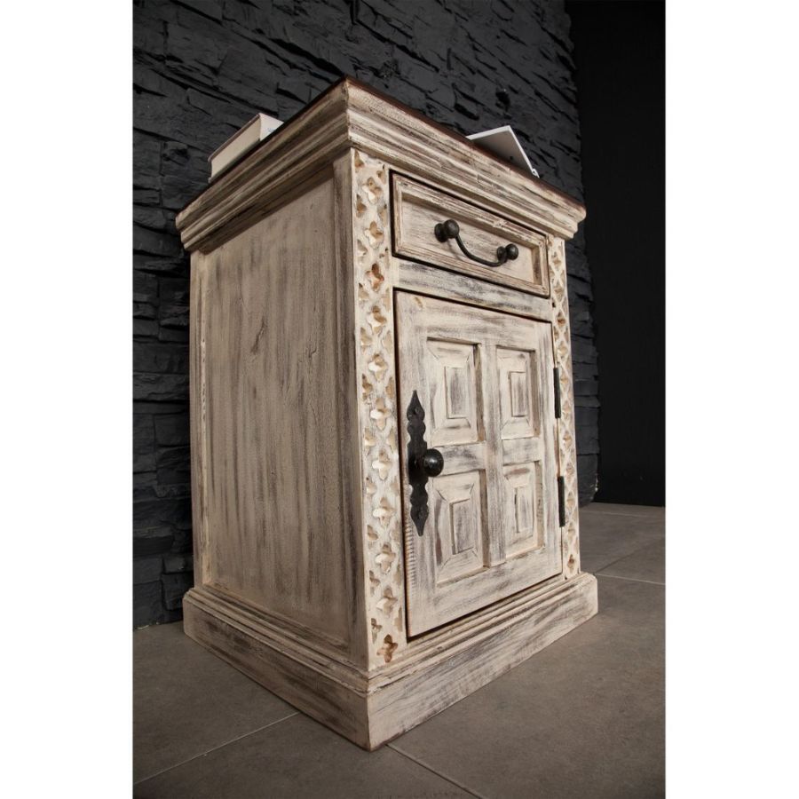 Hand Carved Distress Nightstand - NikTan Export