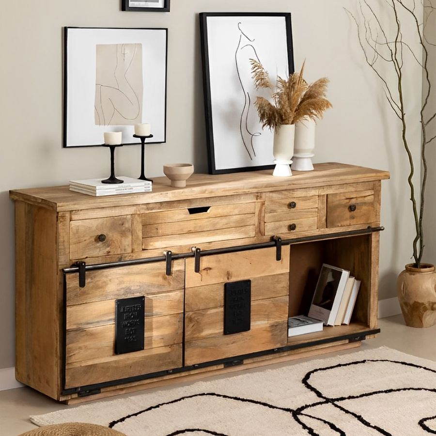 Recycled Wood Industrial Sideboard