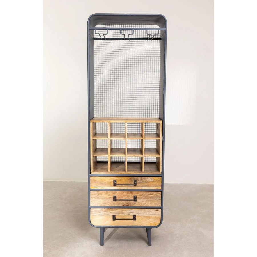 Industrial Jaali Iron Solid Wood Cabinet - NikTan Export