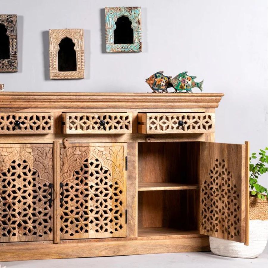 Solid Wood Jharokha Jali Sideboard