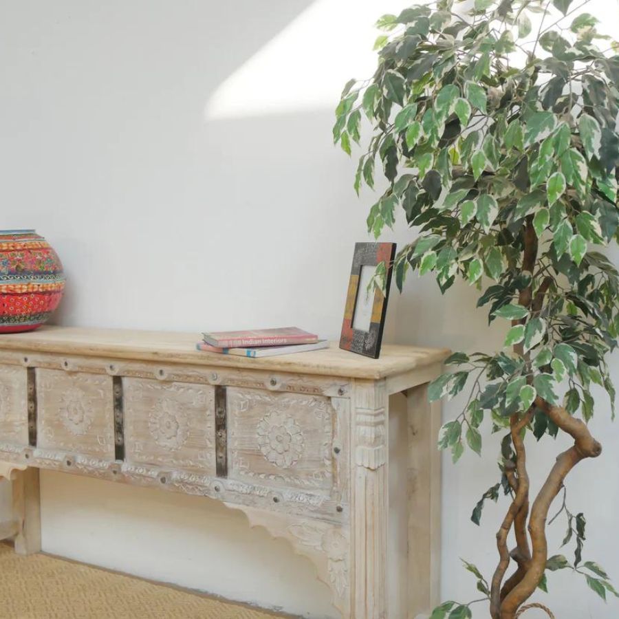 White Distress Console Table In Indian Style