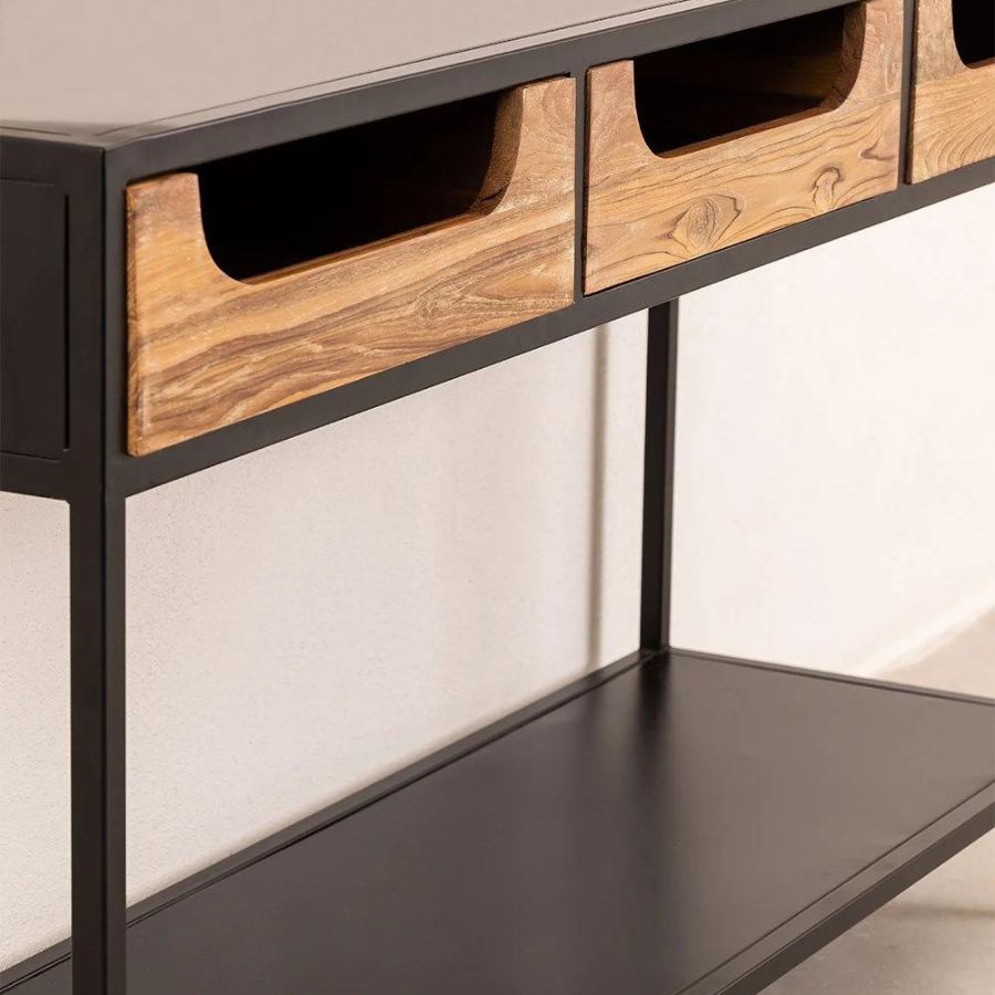 Solid Wood Industrial Console Table