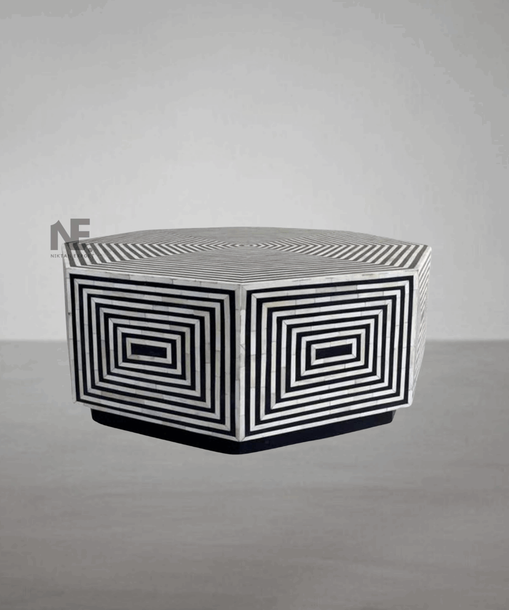 Side angle showing geometric hexagon shape and brass sheet base