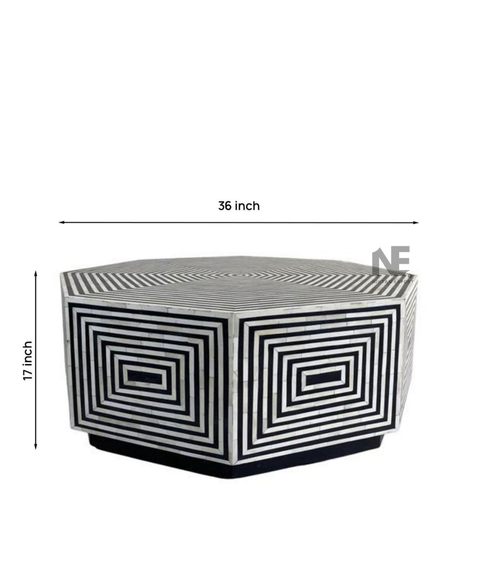 Coffee table displayed in a modern living room setting with decor