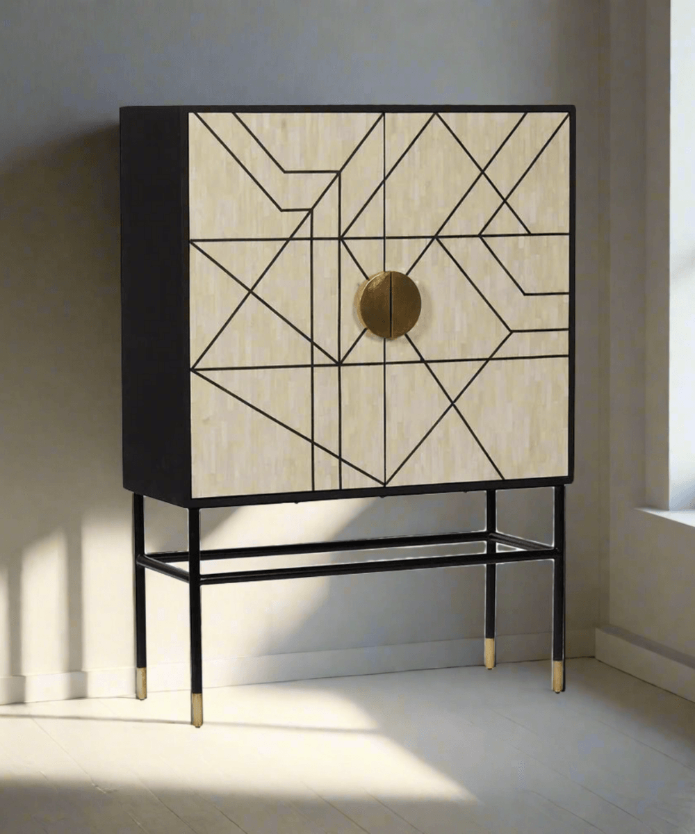 Niktan Export Elegant Abstract Bone Inlay Cabinet Unit - NikTan Export