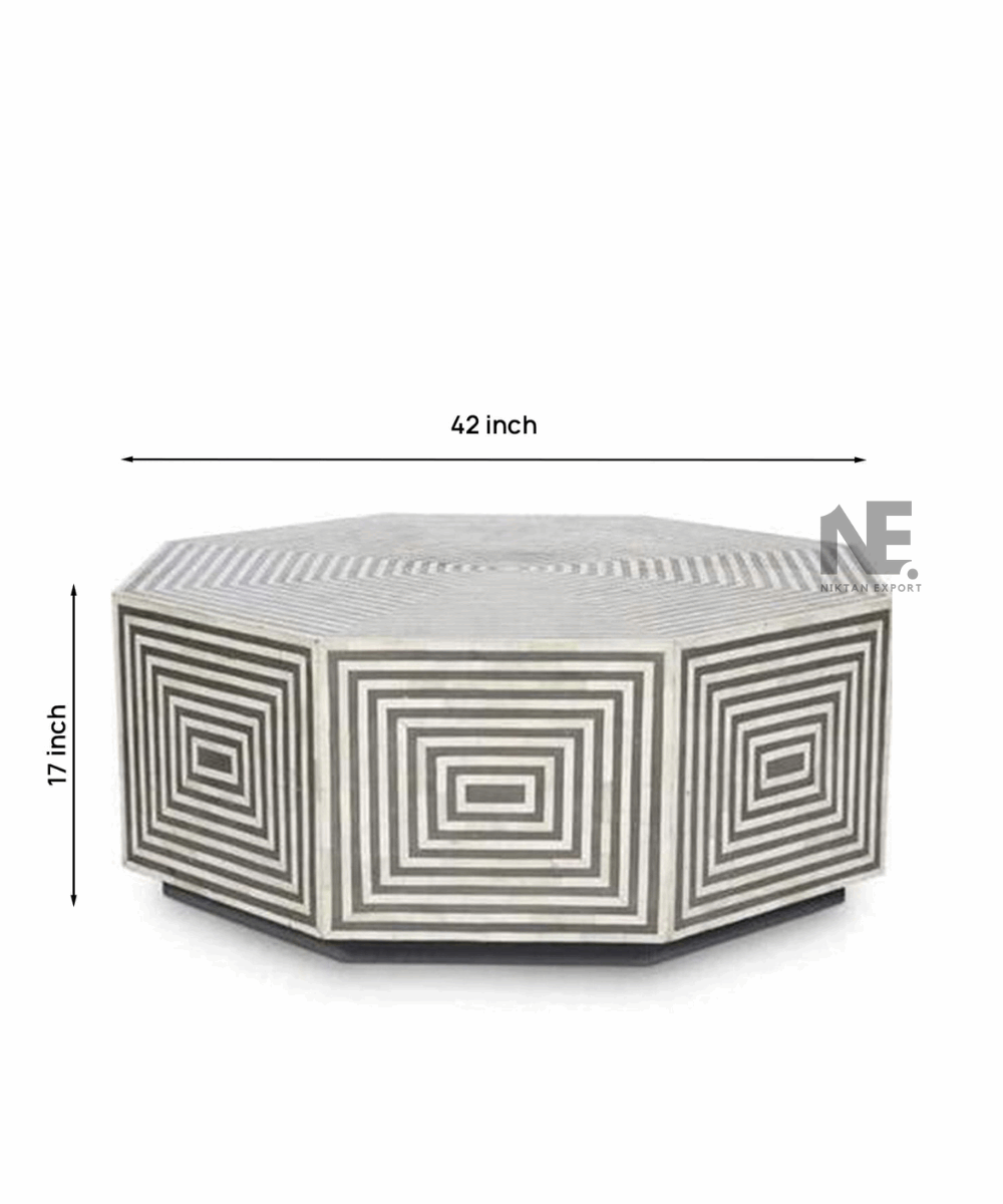 Luxury bone inlay coffee table with unique artisan finish
